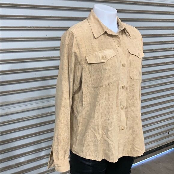 Alfred Dunner size 12p button down faux suede top - Picture 6 of 7